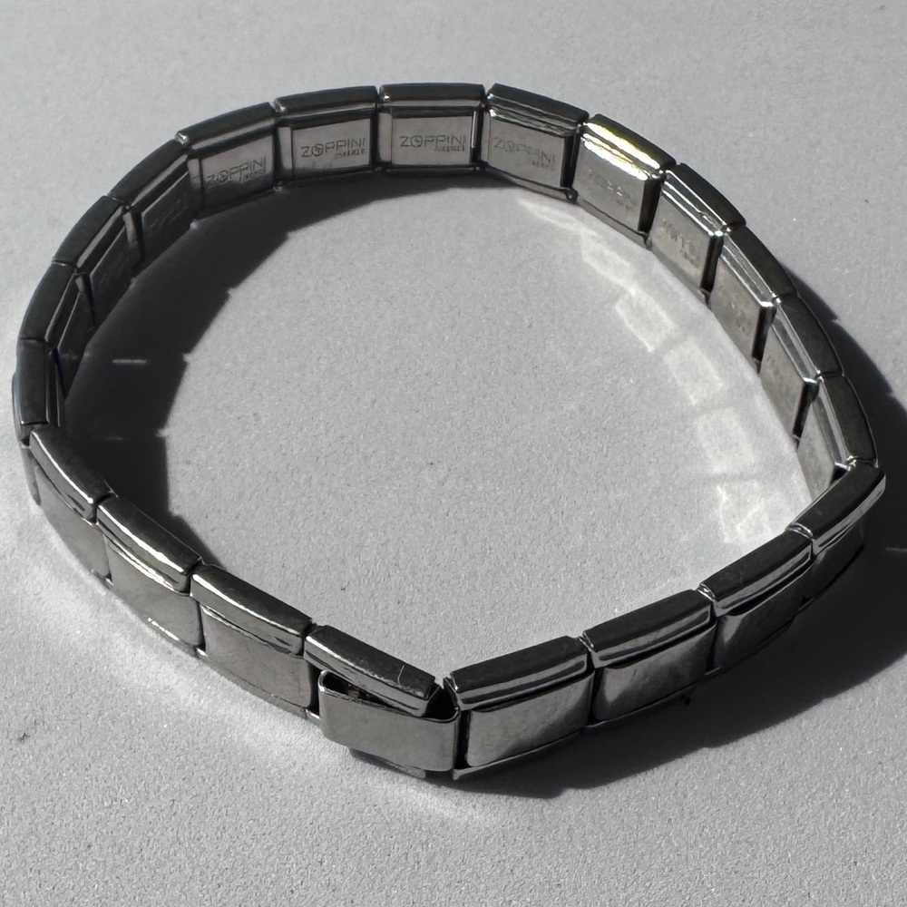 Authentic Zoppini Firenze Chic Silver Stainless Steel Blank Charm Link Bracelet